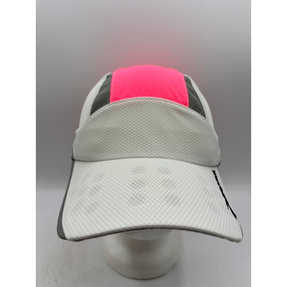 Brooks Running Hat Neon Pink White Grey Mesh Performance Adjustable Cap